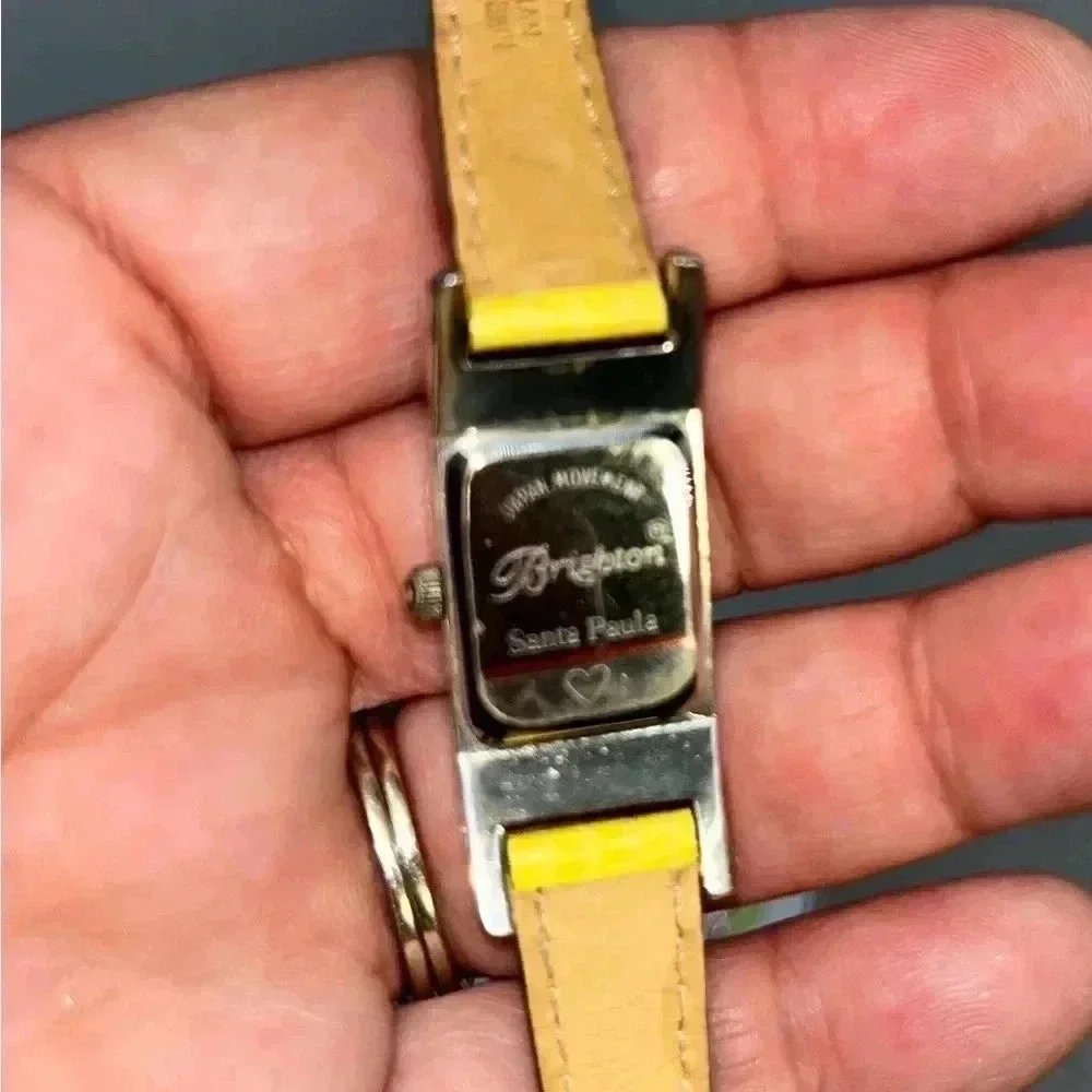 Brighton watch Santa Paula rare yellow w metal box *needs new battery